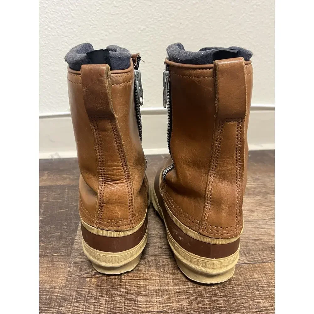 Vintage Sorel Pinto Leather/Rubber/Zipper/Wool Duck Boots Size 8 Rare Vintage 90s Sorel Badger Leather Winter Snow Duck Boots  main image 2